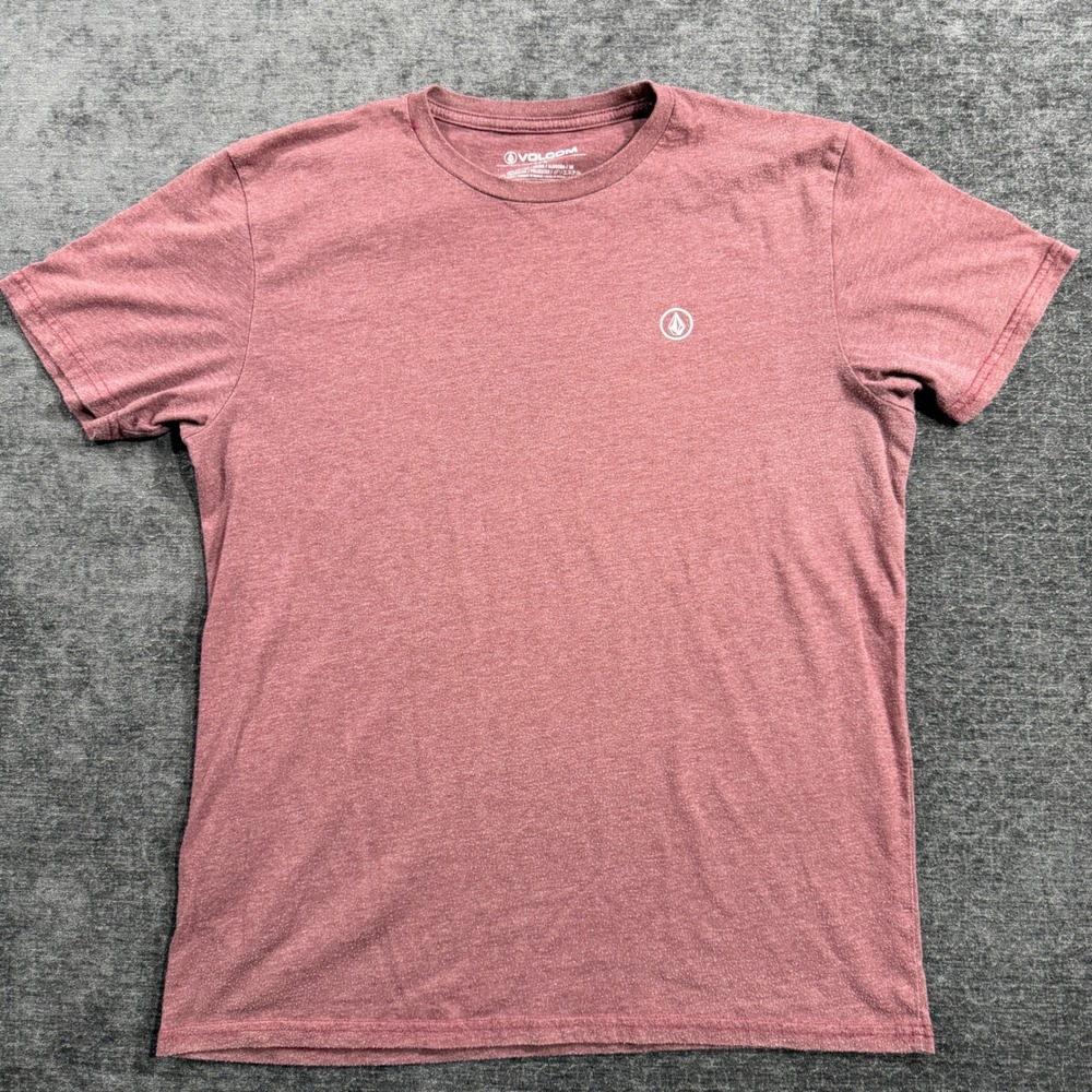 Volcom Mens Stone Logo Heather Burgundy Short Sleeve T-Shirt Large L